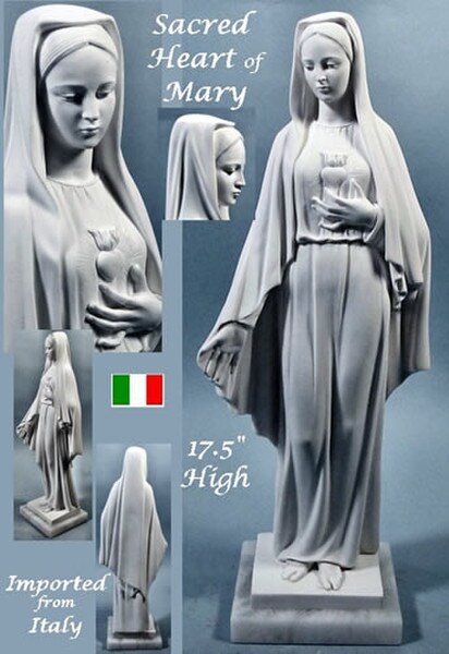 Sacred Heart Of Mary Sculpture Marble Statue